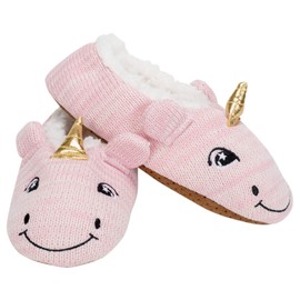 Pink Unicorn Womens Animal Cozy Indoor Plush Lined Non Slip Fuzzy Soft Slipper - Large