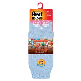 HEAT HOLDERS - Children's Boys Girls Emoji ABS Non-Slip Winter Warm Thermal Socks, Emoji Angel Face, 27 - 30