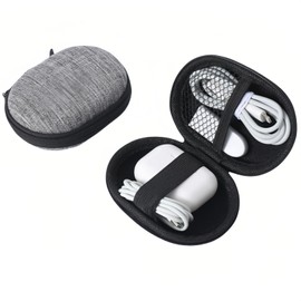 Chinshwehaw Electronic Accessories Organizer Bag: EVA Hard Shell Shockproof, Hard Shell Tech Organizer Case - Water Resistant Travel Storage for Cables Charger Earphones USB SD Card (Oval)