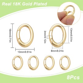 SUNNYCLUE 1 Box 8Pcs 18K Gold Plated O Ring Spring Gate Rings Spring Keyring Buckle Spring Buckle Clip O Rings Round Clasps Circle Connector for jewellery Making Keyring Buckle Bag Purses DIY Supplies