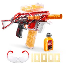 XSHOT Hyper Gel Trace Fire Blaster, Semi y Totalmente Automático Gel Blaster y 10,000 Gellets, Tolva de Capacidad 600 y Cargador de Capacidad 850, Edades 14 y Más por ZURU