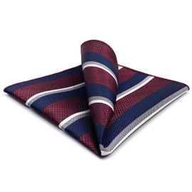 S&W SHLAX&WING Mens Pocket Square Striped Stripes Red Blue Large 32cm Business for Suit Jacket