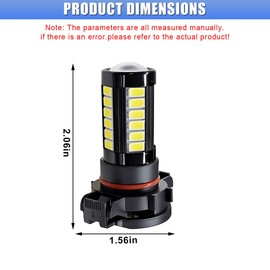 GAOLAOSY 2PCS H16 Car LED Fog Light Bulbs, 12V 5630 33-SMD Anti-Fog Super Bright Lights, 6500K Power LED Bulb, 1500 Lumen DRL Universal Replacement Bulbs for Car, SUV, Truck (H16)