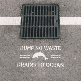 No Dumping Drains to Ocean Stencil - Reusable Stencils for Painting - Create DIY No Dumping Drains to Ocean Home Decor
