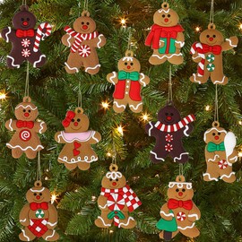 YOSICHY 12pcs Gingerbread Man Ornaments for Christmas Tree Assorted Plastic Gingerbread Figurines Ornaments for Christmas Tree Hanging Decorations