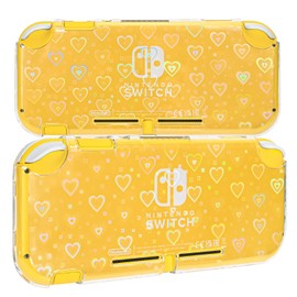 DLseego Clear Glitter Protective Case for Switch Lite Console 2019, Dockable Holographic Laser Crystal Sparkle Colorful Soft & Flexible TPU and Hard PC with Clear Joycon Covers Drop Protection-Heart