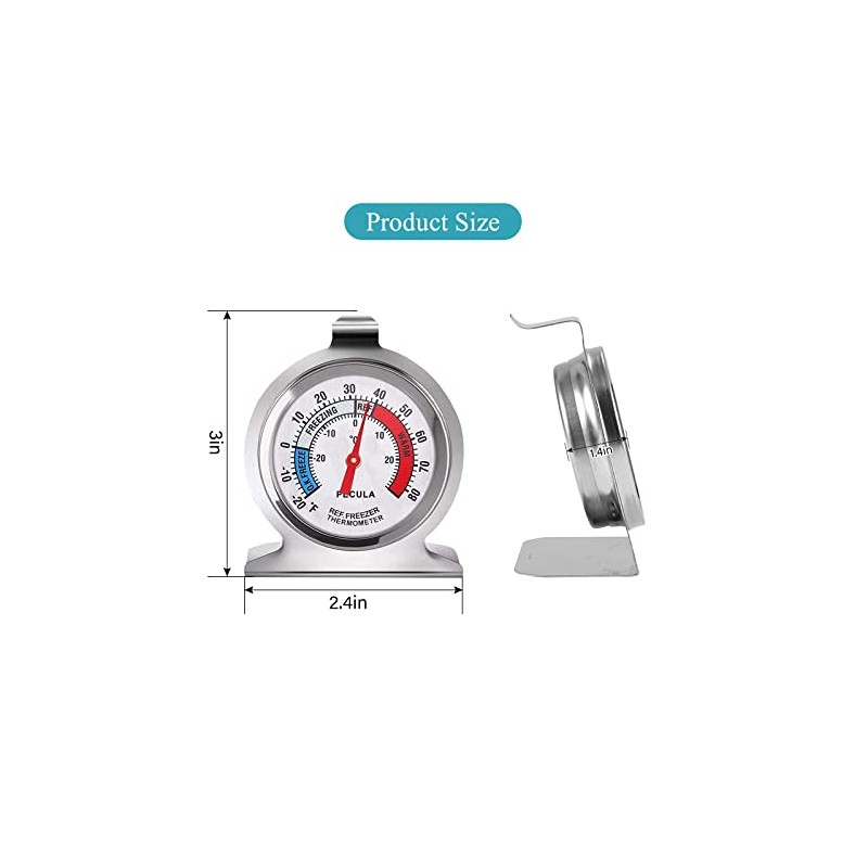 ALIMOTA Termómetro para Refrigerador，Set de 3，Acero Inoxidable (-20 a 80
