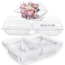 Funnymoom 100 Pack Clear Plastic Flower Corsage Plastic Box 9 x 5 x 4 Inches Floral Boutonniere Containers for Corsage Boutonniere Roses Clear Gift Craft Box