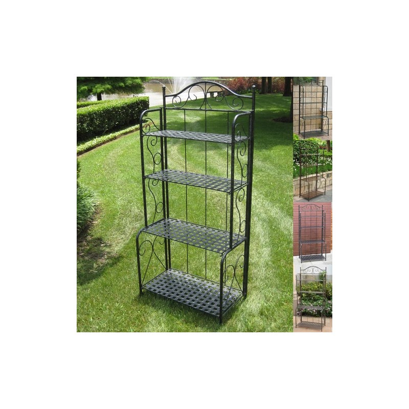 International Caravan Mandalay 4-tier Iron Folding Bakers Rack - Rustic