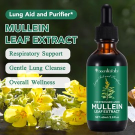 Mullein Drops, Mullein Leaf Extract for Lungs, Powerful Mullein Leaf Liquid Drops, Vegan Mullein Leaf Sublingual Fast Absorption - 60ml- 2 Month Supply
