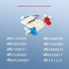 W11210459 W10869799 Washer Water Inlet Valve Compatible with Whirlpool Maytag Kenmore Amana Crosley Inglis Roper, Exact Fit Replaces W10838319 W10701459 W11038711 W11210459VP W11025984