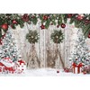 Msocio 10x8ft Polyester Christmas Photography Backdrop Winter White Barn Wood