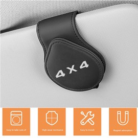 ABSWER Sunglasses Holder for 4x4 Car Sun Visor Magnetic Leather Glasses Sunglass Clip Eyeglasses Mount Car Accessories for Four Wheel Drive Car Owners