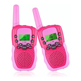 Walkie Talkies para Niños, 2Pzs Walkie Tokis Niños con Linterna y LCD Retroiluminada, Walkie Talkie Largo Alcance de Radio 22 Vías para Camping, Regalo Navidad Juguete para Niño y Niña 3-14 Años, Rosa