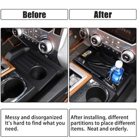 LLKUANG Car Central Water Cup Side Organizer Storage Box Container Holder Tray for Toyota Tundra 2014-2021,Console Armrest Box Front Multifunctional Storage Box (Combination-4 PCS)