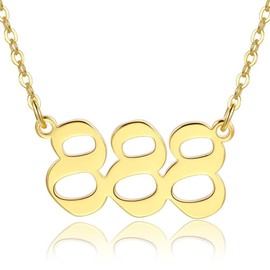 COLORFUL BLING Angel Number Necklace 111 222 333 444 555 666 777 888 999 Necklace Lucky Number Pendant Choker Numerology Jewelry Friendship Birthday Gift-888