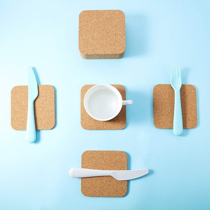 Square Wooden Thick Cork Drink Coasters for Kitchen Restaurant Home