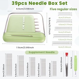 Protable Magnetic Sewing Needles Including 5 Size 35PCS Sewing Sharp Needles Large Eye Hand Quilting Needles Stainless Embroidery Needles with 2 in 1 Needle Threaders Seam Ripper for Sewing Repair