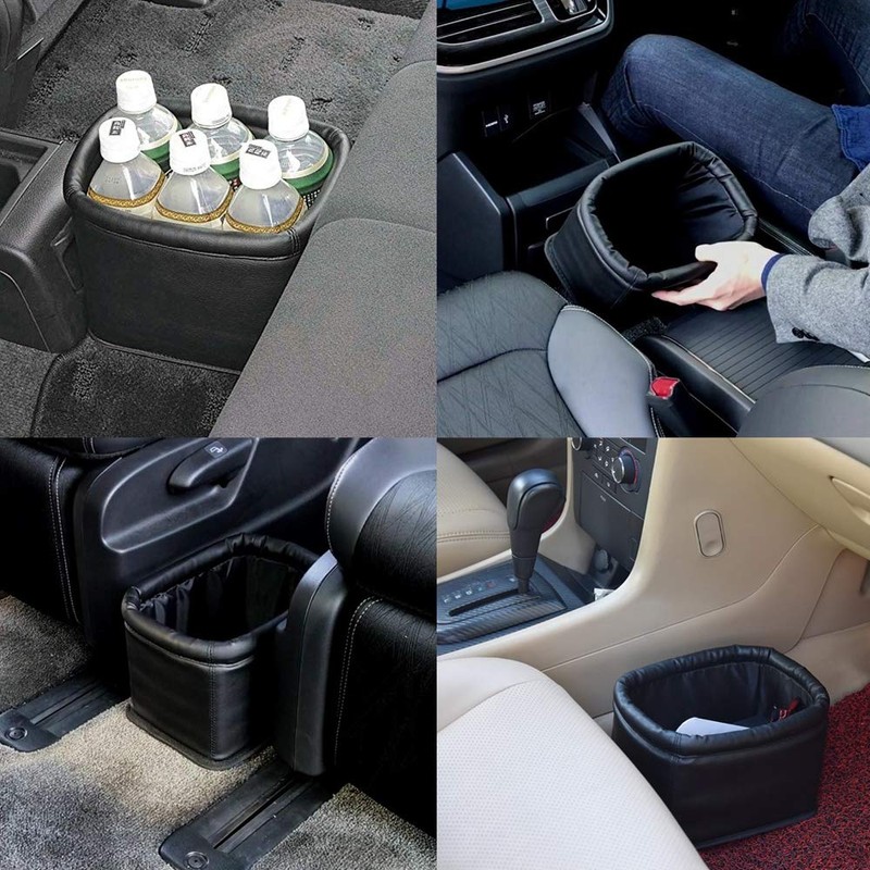 Leather Car Trash Can, Luxury Car Organizer, Leakproof Garbage Can