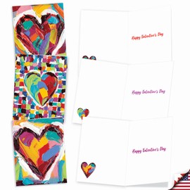 The Best Card Company - 20 Assorted Valentine's Day Cards Bulk (4 x 5.12 Inch) - Boxed Greetings (10 Designs, 2 Each) - Colorful Hearts AM9267VDG-B2x10