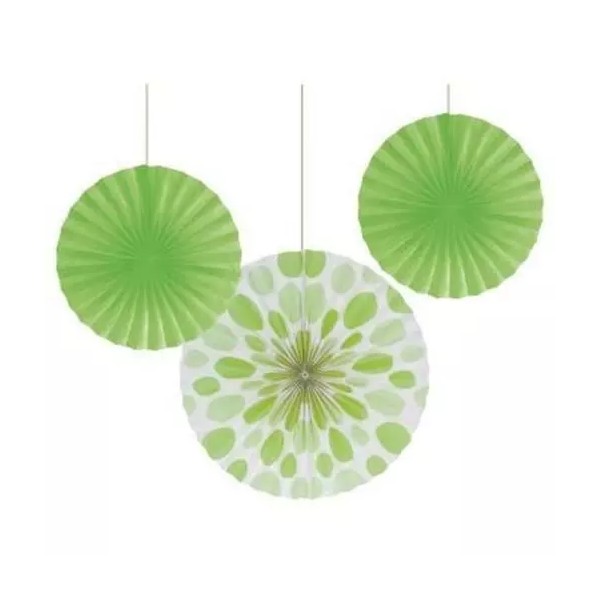 Creative Converting Lime Green Polka Dot & Solid Paper Fans