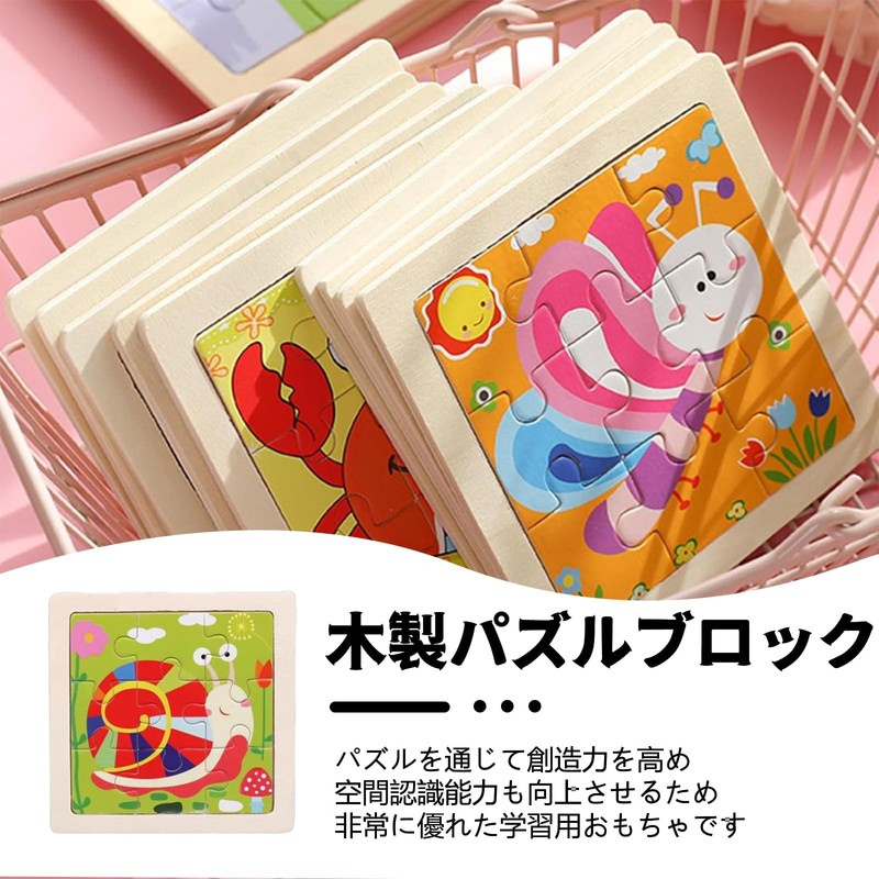 BLOOPIC Wooden Puzzles Molds Puzzles Montessori Shaping Building Blocks Jigsaw