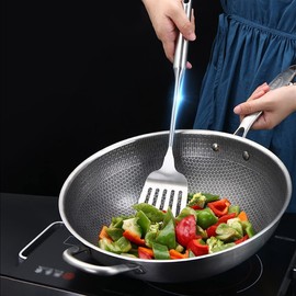 A · HOUSEWARE Spatula Slotted Turner Stainless steel 304 Kitchen Cooking Utensils For Home Resturant Flipping kitchen tool grilling,Fish, Eggs and Burgers Durable and Sturdy