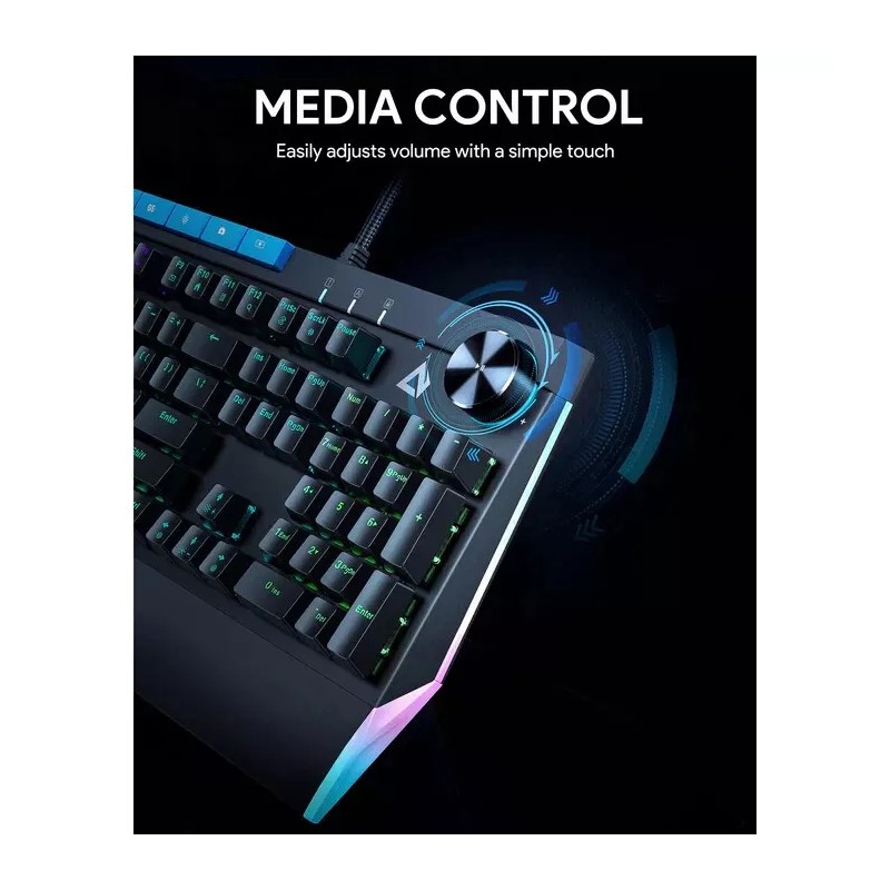 AUKEY KMG17 Mechanical Keyboard Blue Switches 104key with Volume Control