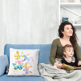 JINYO Butterfly Pillow Covers 18x18 inch, Butterfly Gifts for Women, Butterfly Throw Pillow Cover, Butterfly Room Decor for Girls, Preppy Room Decor