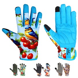 HMH Gardening Gloves for Women - Ladies Garden Gloves with Touchscreen Finger, Work Gloves for Yard, Garden, Cleaning, Camping, Landscaping, Safety