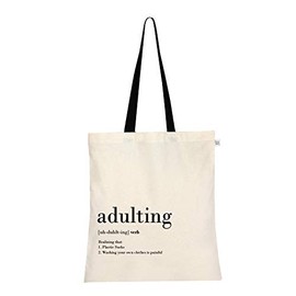 EcoRight Canvas Tote Bag for Women, Cute Bags for Girls | Eco Friendly Cotton Shopping Bags, Beach Bag, Bridesmaid Gifts | Kitchen Reusable Grocery Bags, Book Tote | Adulting | 0101X10