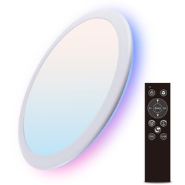 zouzai 12-Inch LED Ceiling Light, Flush Mount, 5CCT Adjustable 2700K-6000K, Colorful Night Light, 22W+8W Dimmable Fixture for Bedroom, Living Room (White, Remote-Controlled, 1 Pack)