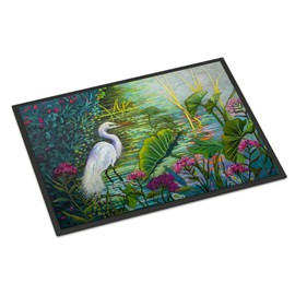 Caroline's Treasures PPD3023JMAT Testing The Waters Heron Doormat 24x36 Front Door Mat Indoor Outdoor Rugs for Entryway, Non Slip Washable Low Pile, 24H X 36W