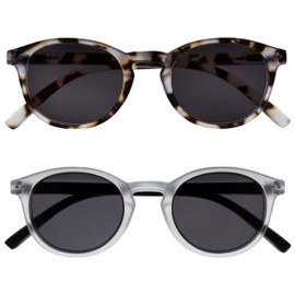 OPULIZE Zen Sun Reader Glasses Pack of 2 Small Round Frame Spring Hinges Scratch-Resistant Tinted Lens UV400 Protection Light Brown Tortoiseshell Men Women SS24-1TC +2.00