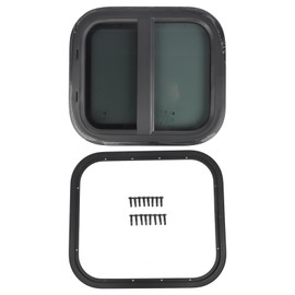 Weonefit Vertical RV Window | 14" W x 16" H | Tinted Sliding RV Window with Net Screen and Trim Ring | Replacement for 1" or 1-1/2" Thickness Wall, DOT Approved