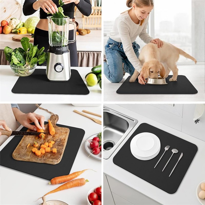 YonTens Diatomaceous Earth Drying Mat, Dishes, Quick Drying, Water Absorbent,