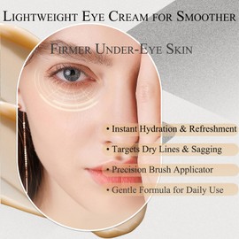 Lightweight Eye Cream for Men & Women – Fast-Absorbing Formula Supports Smoother Under-Eye Skin, Moisturizes Dry Area with Brush Applicator for Daily Skincare Routine and Travel Use (Eye Cream)