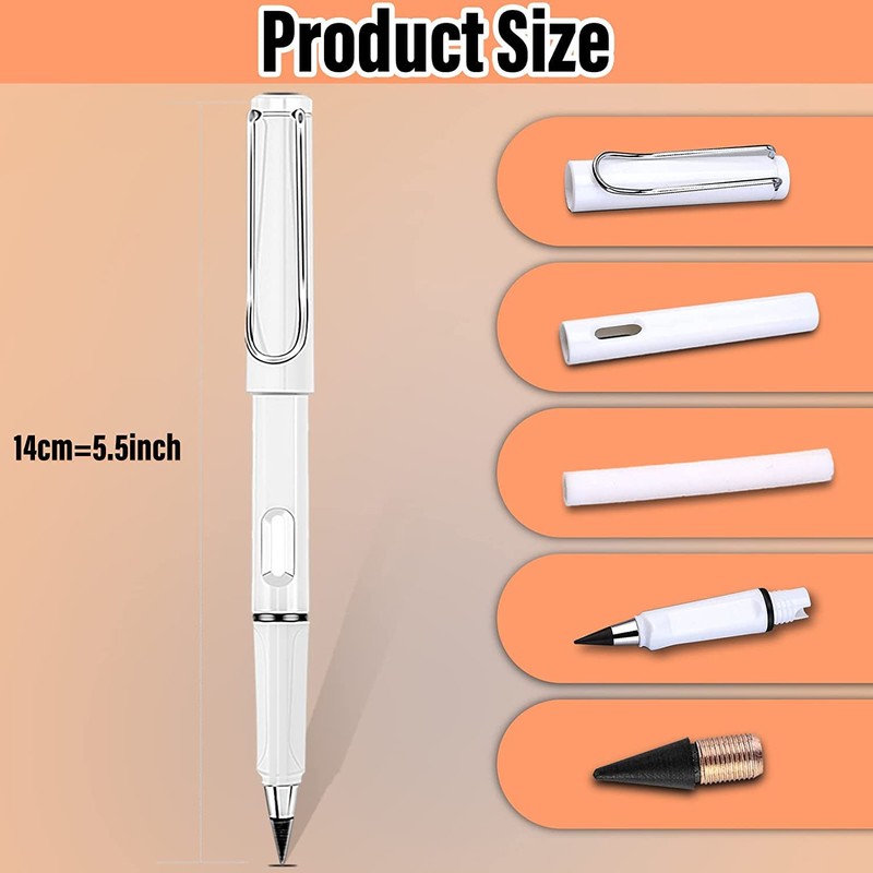 6 Pcs Everlasting Pencil with 6Pcs Replacement Nibs, Inkless Pencil