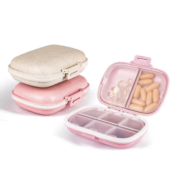 FINEASY Pack of 2 Small Pill Box 8 Compartments Portable