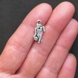 Unbranded 6 Basketball Charms Antique Silver Tone Player Dribbling - SC1065