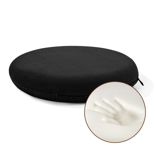 BUYUE Memory Foam Seat Cushion, Dia 13" Soft Velvet Round