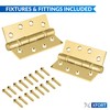 XFORT 4 Inch (100mm) Polished Brass Ball Bearing Hinges, Steel