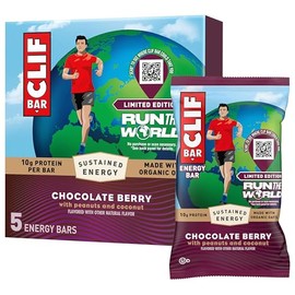 CLIF BAR – Energy Protein Bars – Limited Edition Run the World - Chocolate Berry - Made with Organic Oats - Energy Bars - Non-GMO (5 Pack)