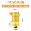GASHER 2PCS Automatic Air Vent Valve, 1/2" DN15 Air Release