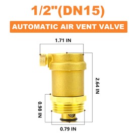 GASHER 2PCS Automatic Air Vent Valve, 1/2" DN15 Air Release Valve, Brass Air Bleed Valve, For Solar Water Heater And Hvac System