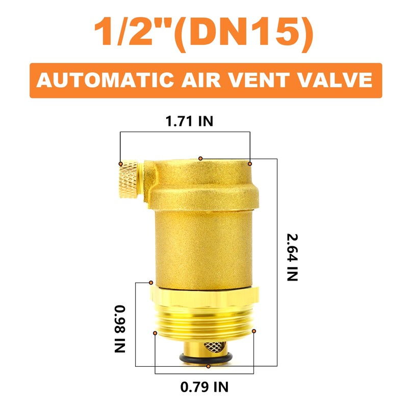 GASHER 2PCS Automatic Air Vent Valve, 1/2" DN15 Air Release