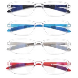 Mcoorn Computer Blue Light Blocking Reading Glasses(Flexible and Lightweight) UV Protection Readers Anti Eyestrain for Women Men (Clear, 2.00)