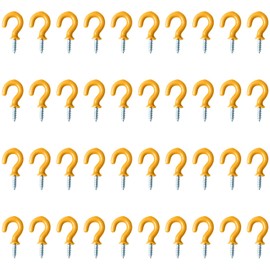 Small Screw Ceiling Hooks, Screw in Home Office Kitchen Bathroom Wall Hook,Christmas Lights Hanger Hooks,Indoor and Outdoor for Coffee Tea Cup Plants Ceiling Hook,0.5 Inches,Yellow,40 Pieces.