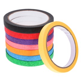 OSALADI 8 Rolls Colored Masking Tape Wide Decorative Paper Tape for Crafting Painting Labeling Non Damaging for Home School Projects Includes Red Black Yellow Green Orange Light Blue Pink