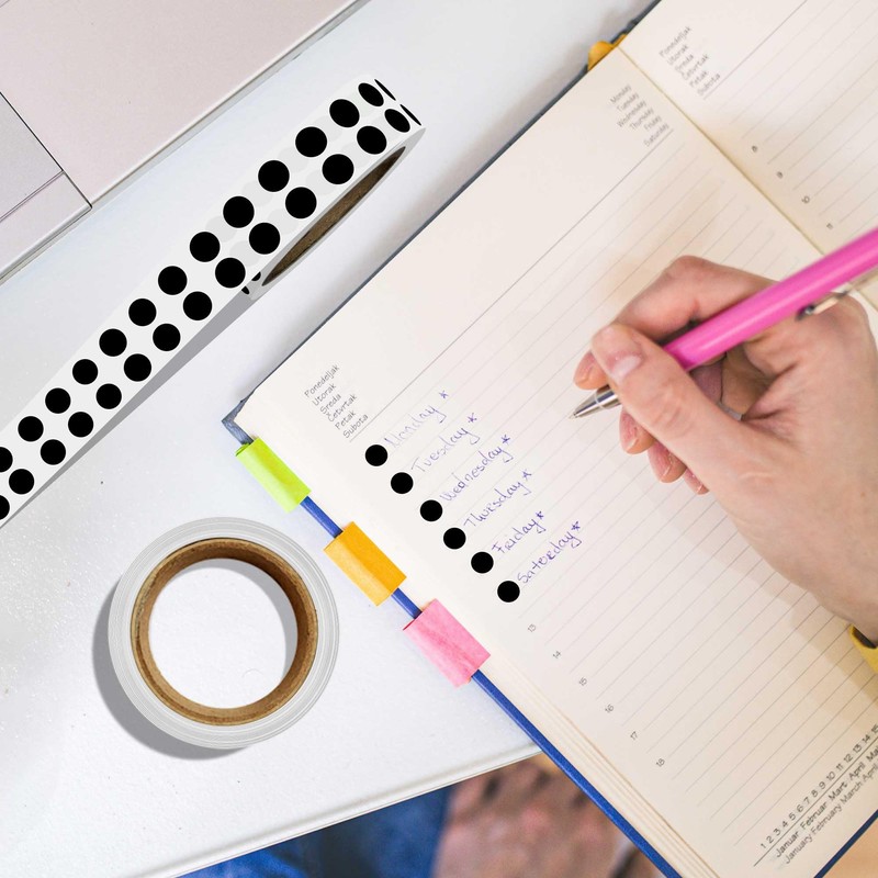 WANSTE 0.25 Inch Round Permanent Adhesive Color-Code Dot Stickers,Black Small